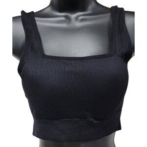 Black Seamless Ribbed Square Neck Brami Medium Nylon Spandex Blend Wishlist Made